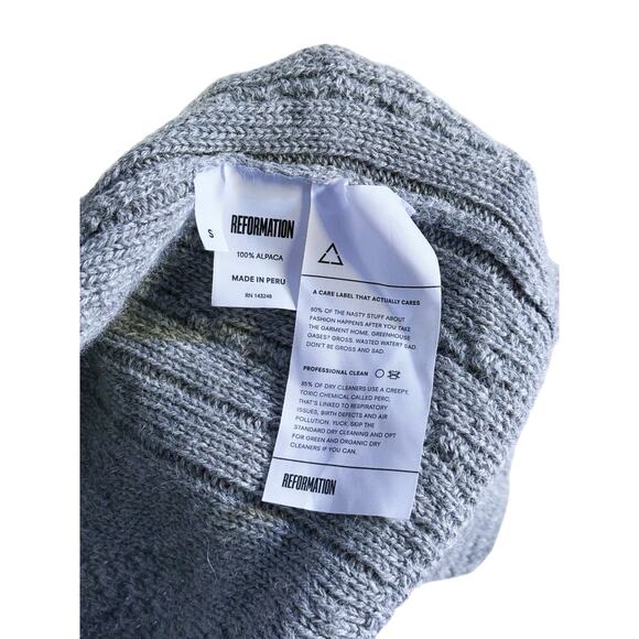 Reformation Chamonix 100% Alpaca Open Front Cardigan Chunky Knit Gray Small Fall - Picture 6 of 7